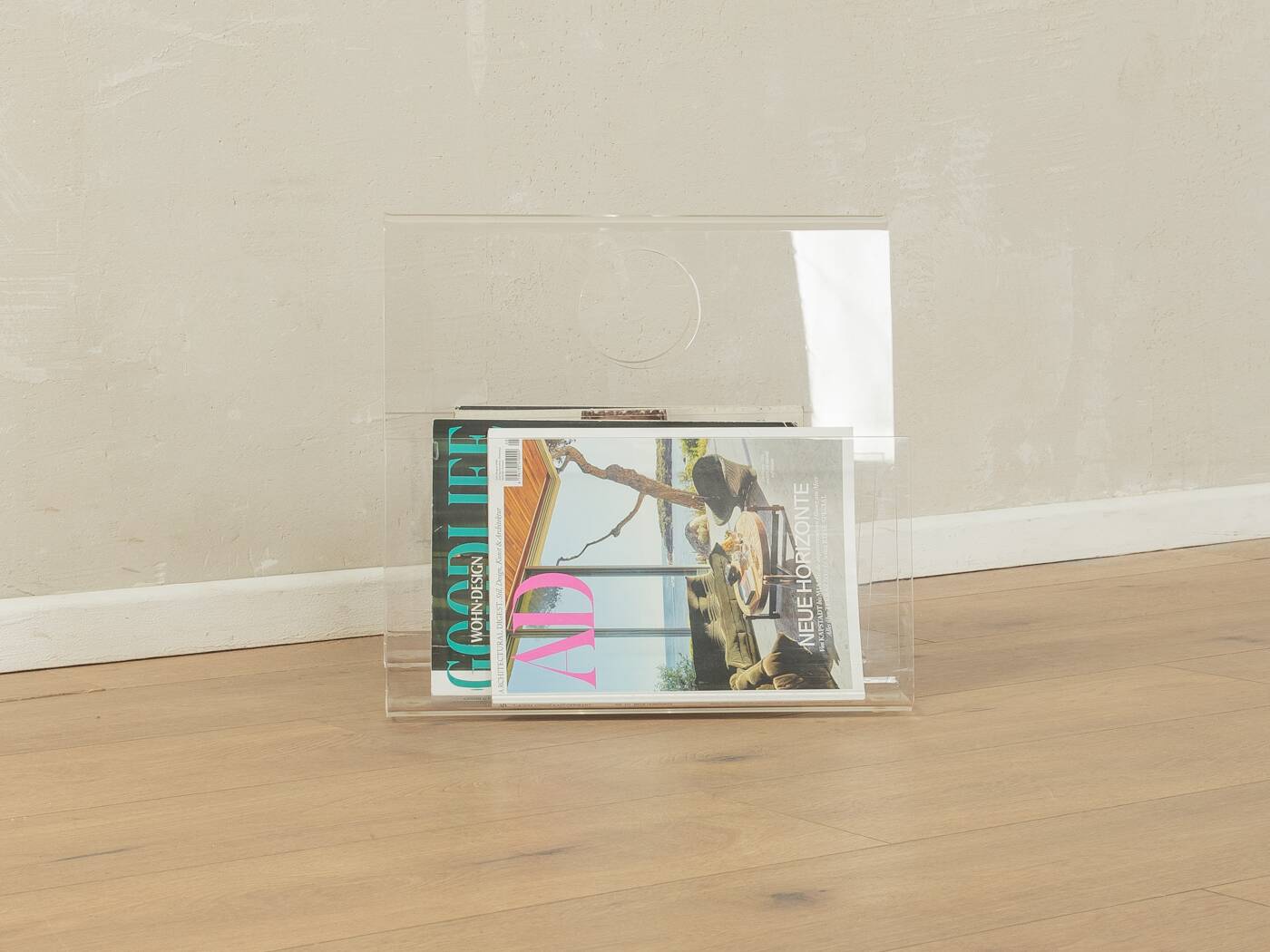1960s magazine rack, acrylic