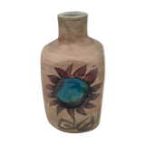 Bottle vase. ceramic enamelled with a flower. Mid-20th. Ht 21.5 cm
