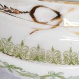 Antique green and gold English porcelain sugar bowl