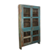 Old showcase in original blue patina Burmese teak