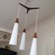 Scandinavian teak and glass pendant light 1960