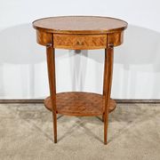 Small Marquetry Living Room Table, Louis XV / Louis XVI Transition style – 1920