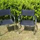 Set of 2 Cantilever style chairs in steel and skai