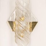 Paire de grandes appliques murales angulaires en verre Murano par Hillebrand, Allemagne, années 1960