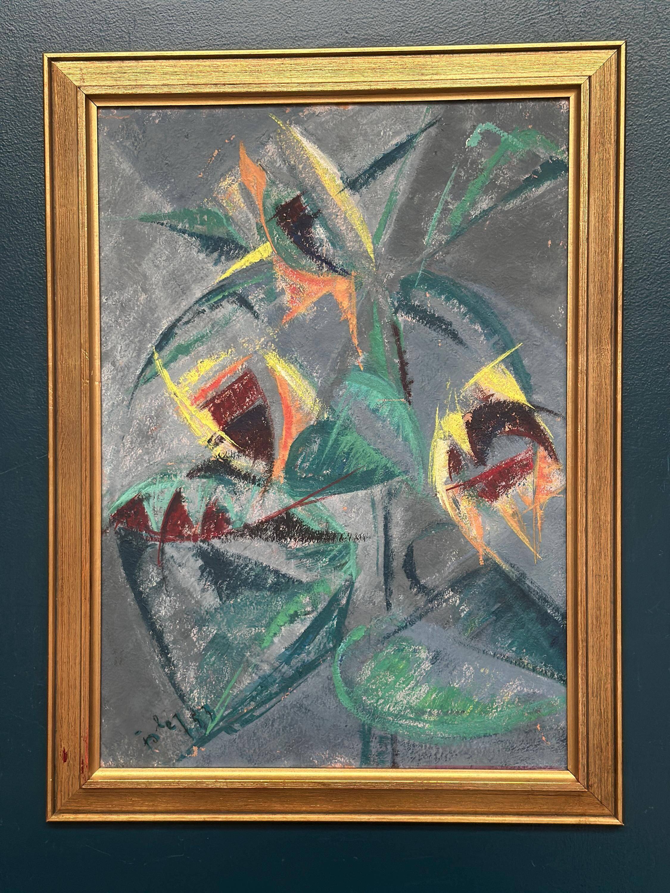 Original Swedish Oil on Panel – “Abstract Still Life with Sunflowers”