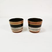 A pair of ceramic flower pots with covers, Scheurich, Germany, 1960s.