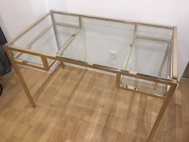 Glass and brass desk