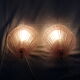 Pair of sconces shell pressed glass sand and Golden steel 1970