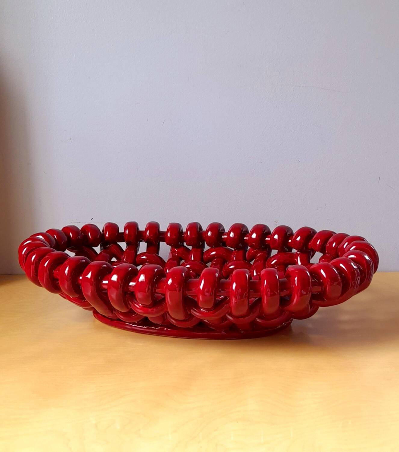 J.Massier Vallauris braided fruit bowl