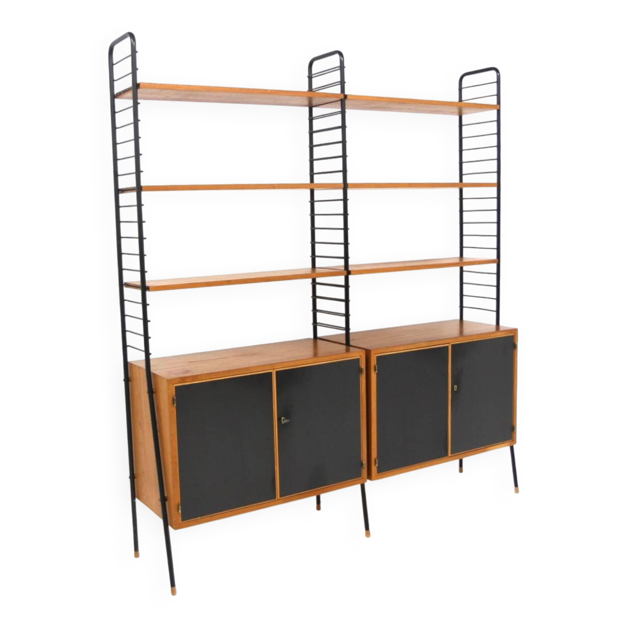 Bibliothèque scandinave "double" en teck, Kurt Nordström, Suède, 1950