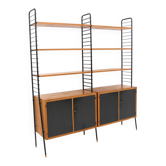 Bibliothèque scandinave "double" en teck, Kurt Nordström, Suède, 1950