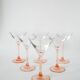 Lot de 6 verres à cocktails en verre à pieds rose Luminarc Made in France,