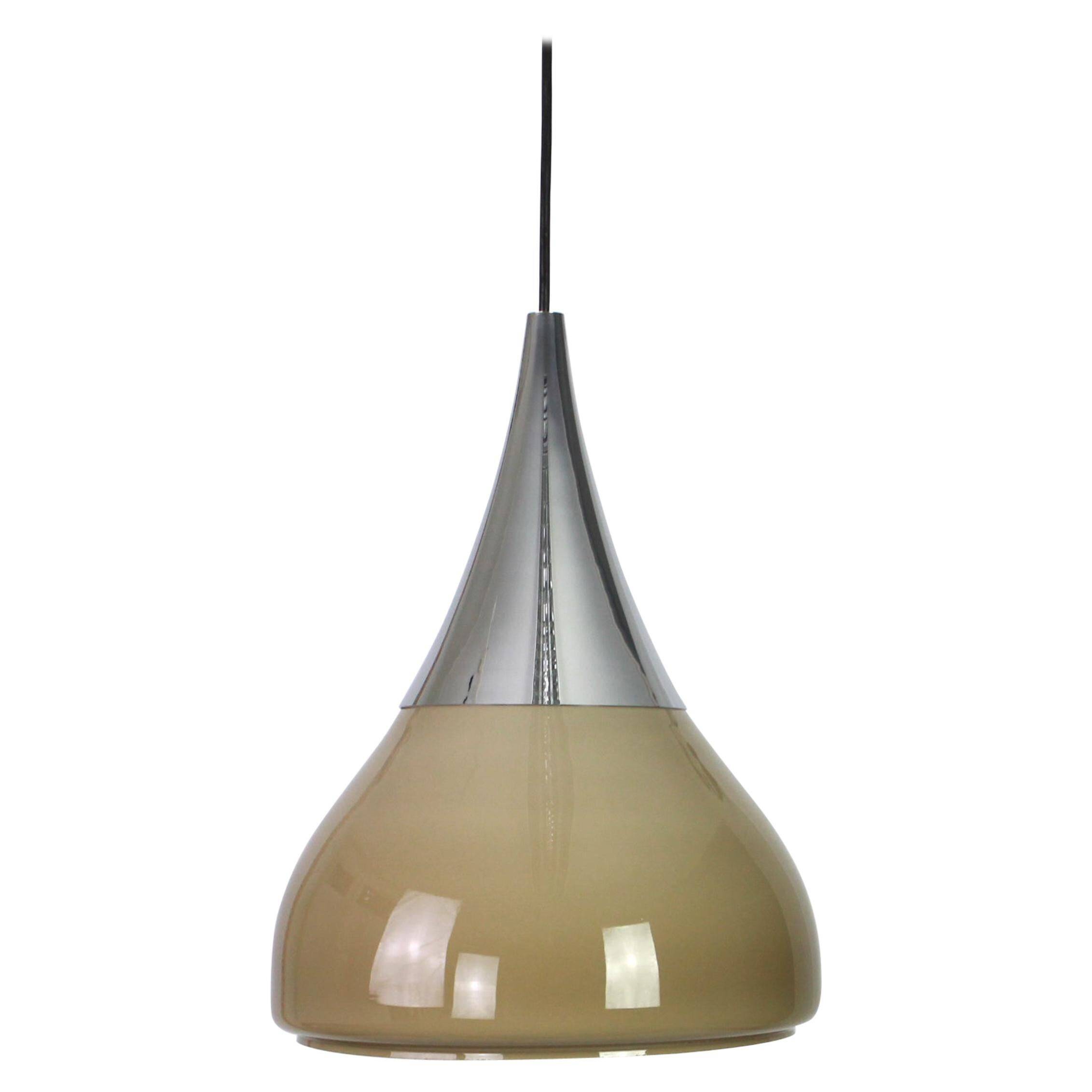 Large brown opaline glass pendant by Limburg, Germany, 1970s.