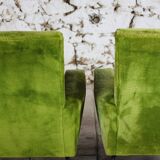 Pair of green velvet armchairs, 1950