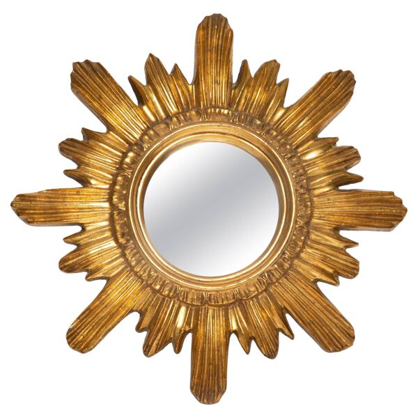 Miroir soleil italien doré milieu du siècle, bois doré, 1960