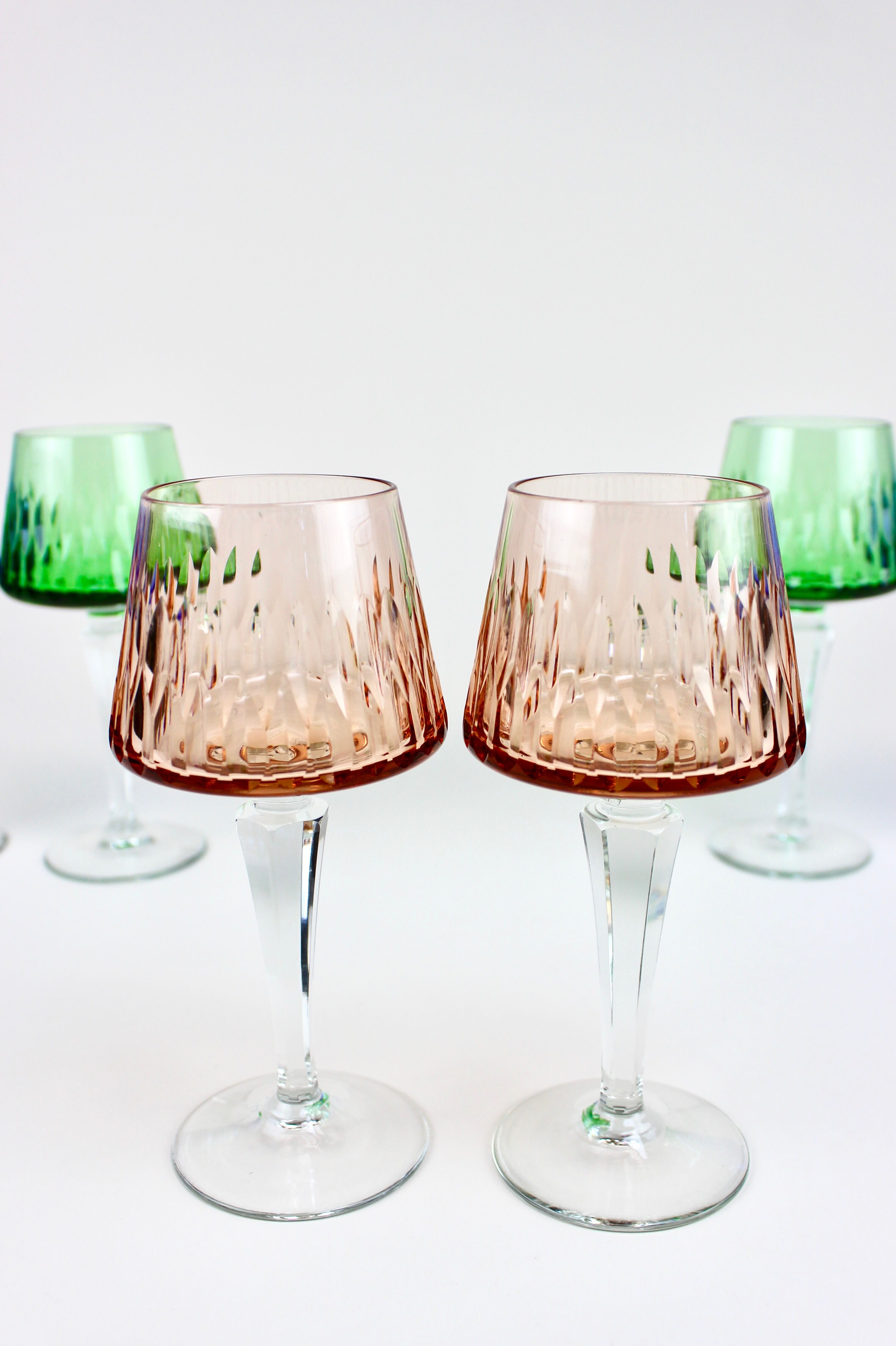 Set of 6 Bohemian crystal wine glasses