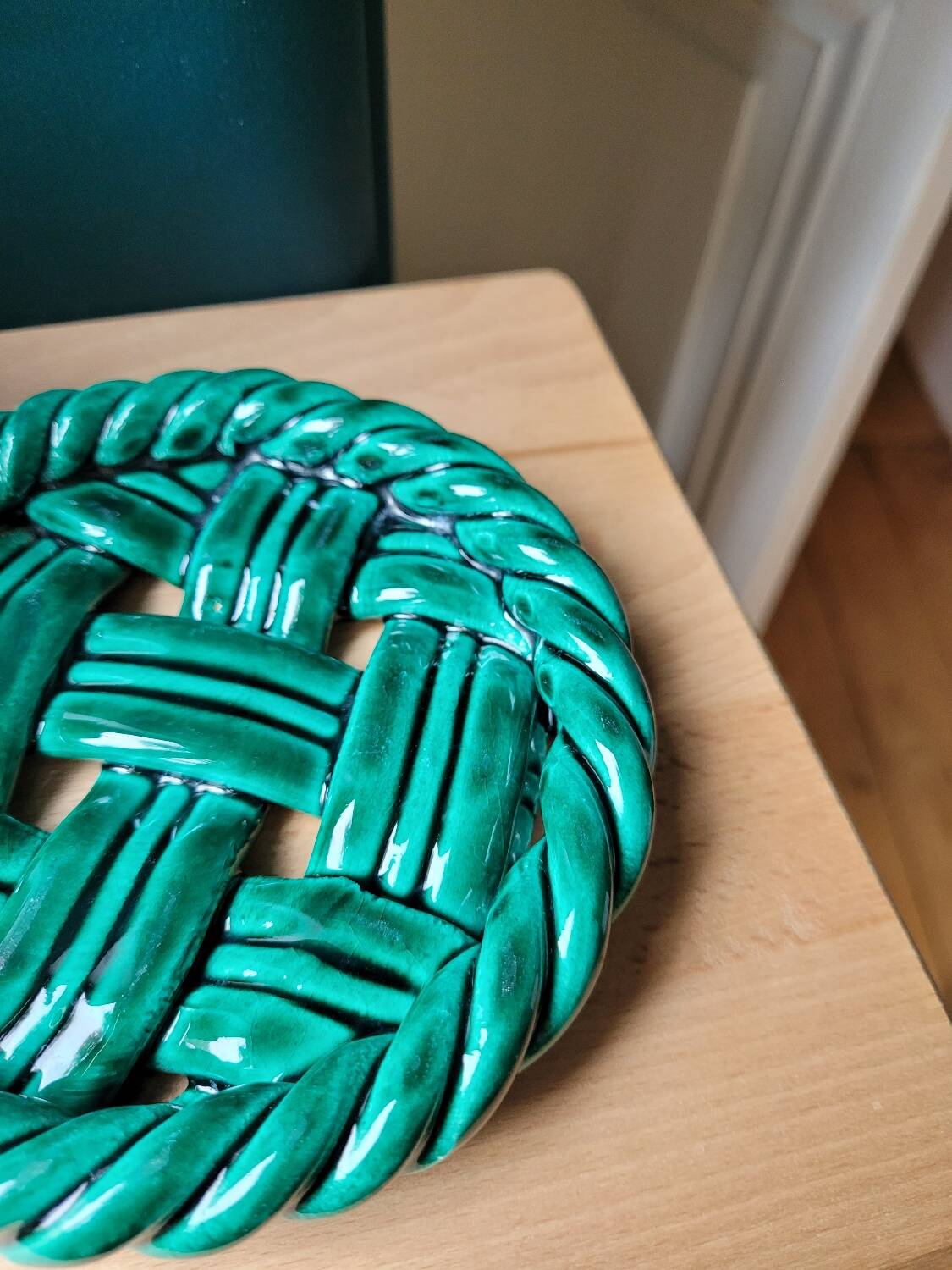 Vallauris glazed porcelain bottle coaster