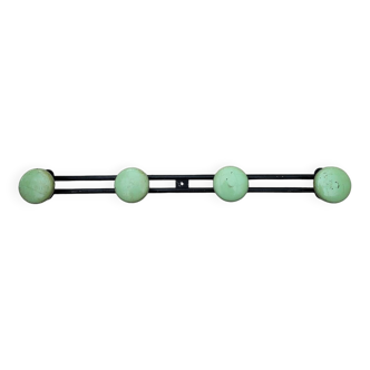 Wall-mounted coat rack with 4 metal hooks, 1960