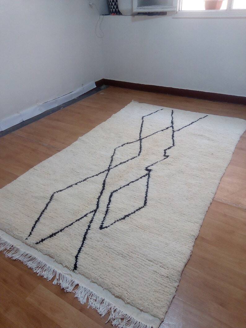 Tapis marocain tissé à la main - design berbère - fait main en laine - 252 x 146 cm
