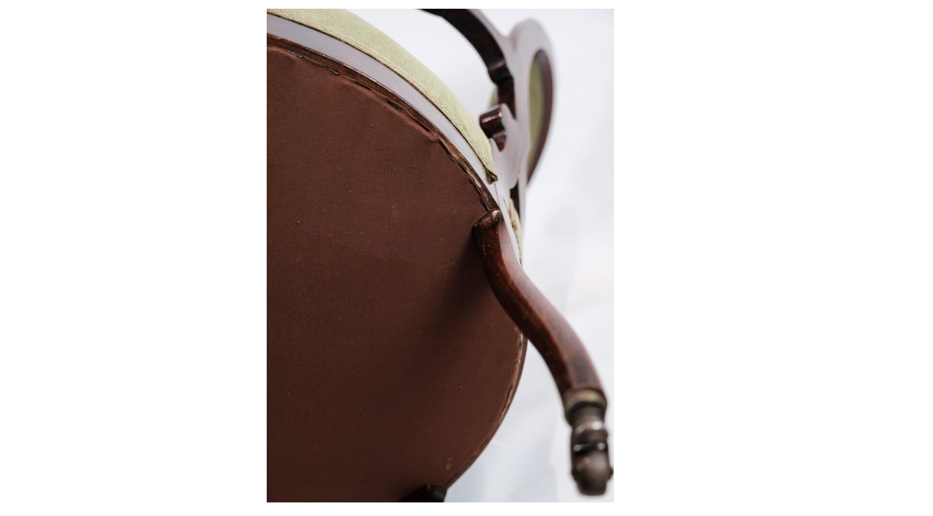 Neo-Rococo Armchair in Mahogany with Brand Green Velour Upholstery