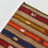 Turkish Red & Blue Striped Kilim Rug, 151x244Cm
