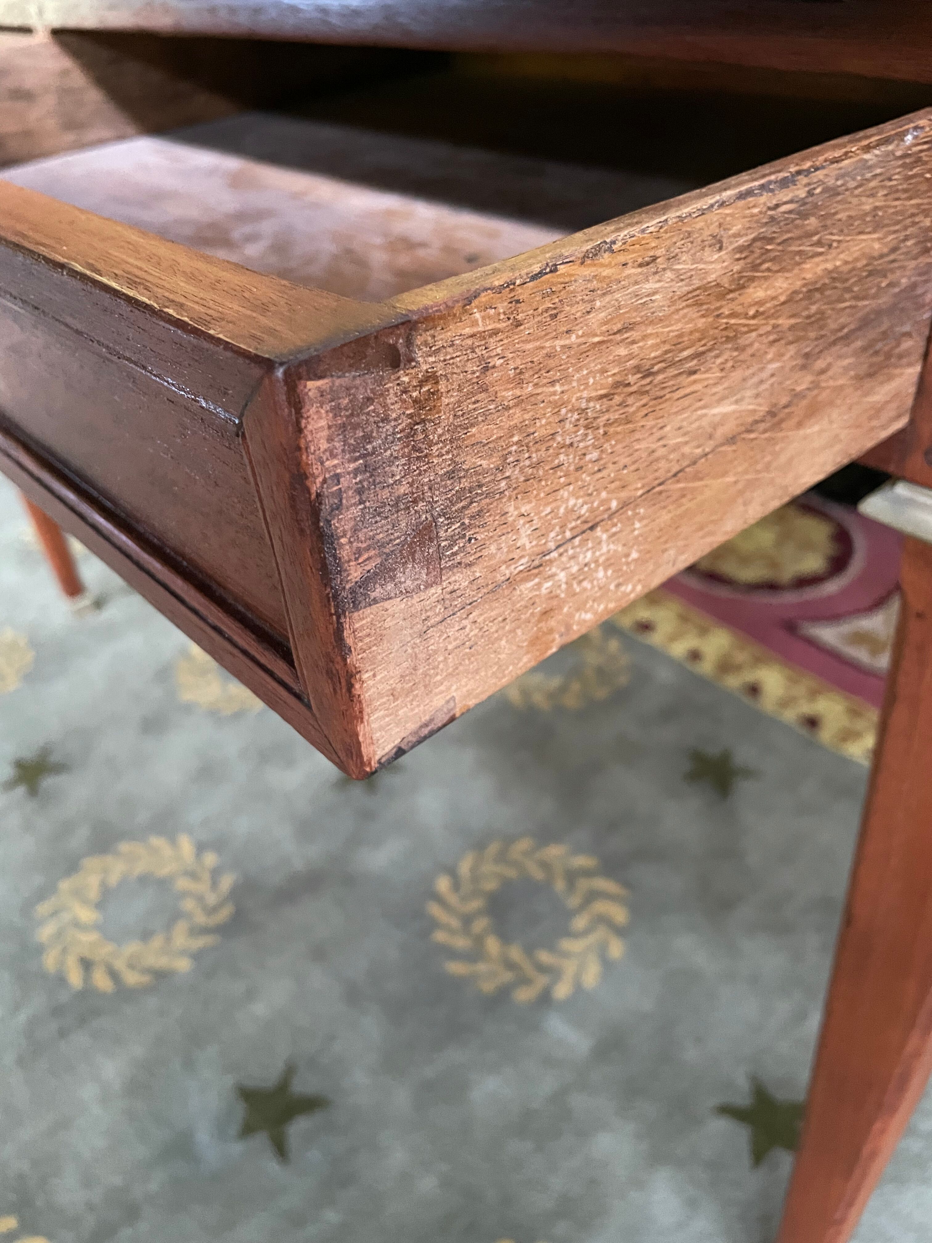 Flat desk in mahogany and leather style Louis XVI restored