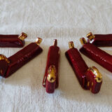 6 vintage ceramic knife holders Bordeaux and gold
