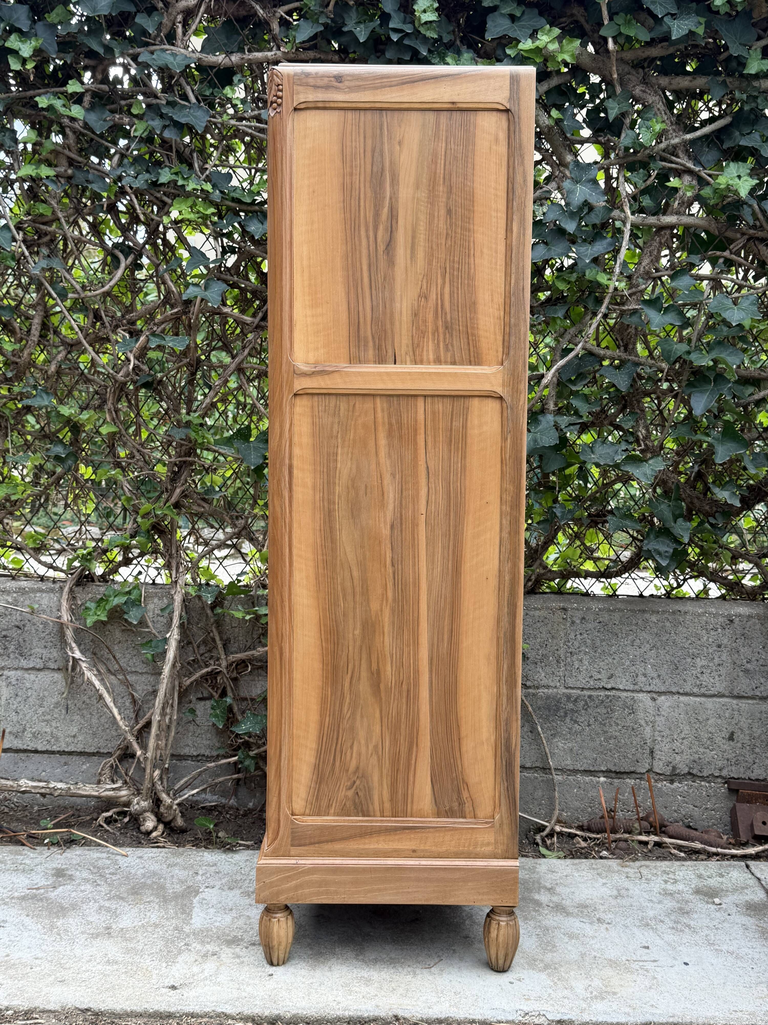 Rare pair of Art Deco glass columns in solid walnut – renovated