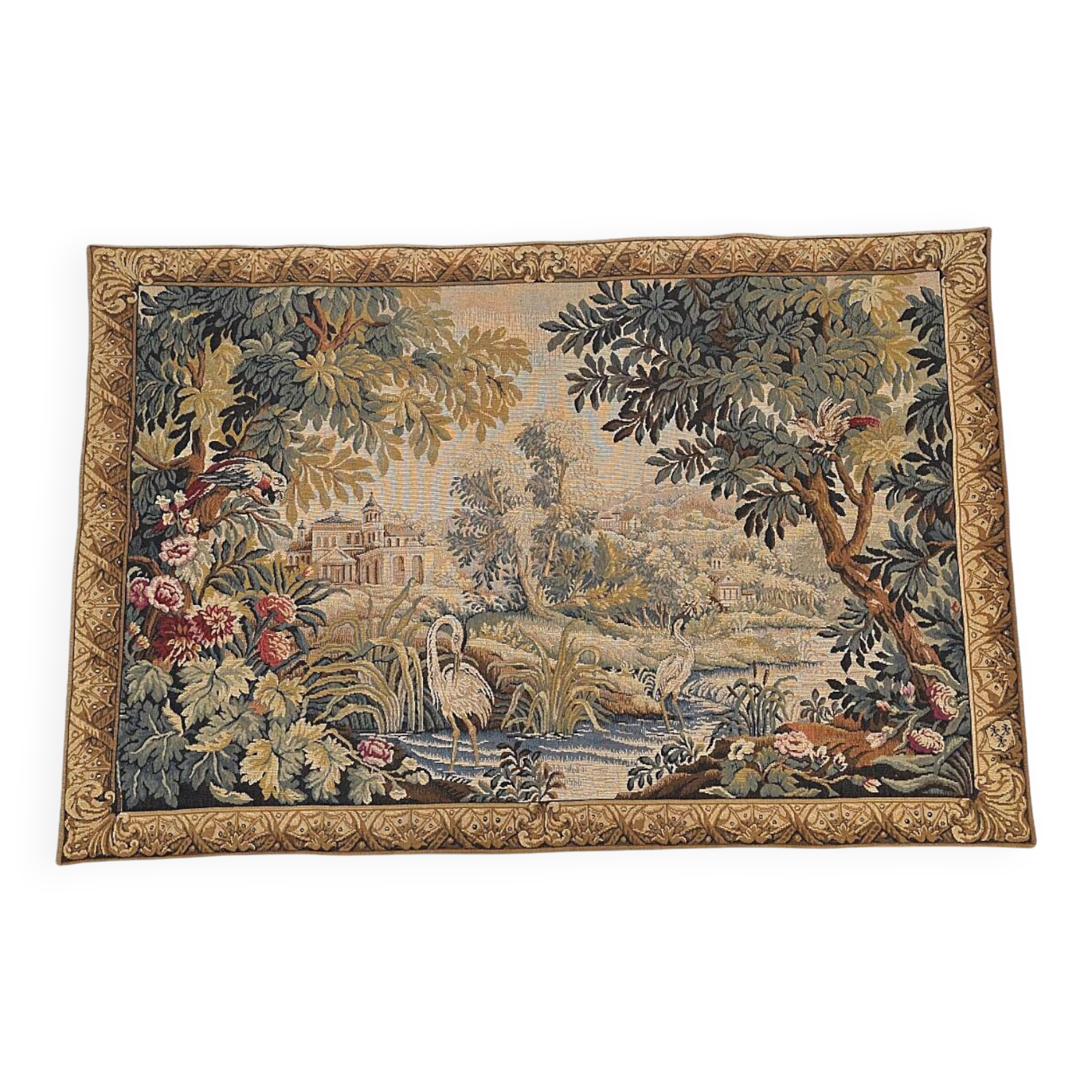 Tenture murale vintage de style Aubusson par Jules Pansu, années 1970/80