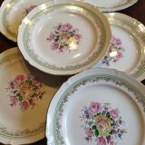 6 assiettes plates Céranord Roseraie Verte