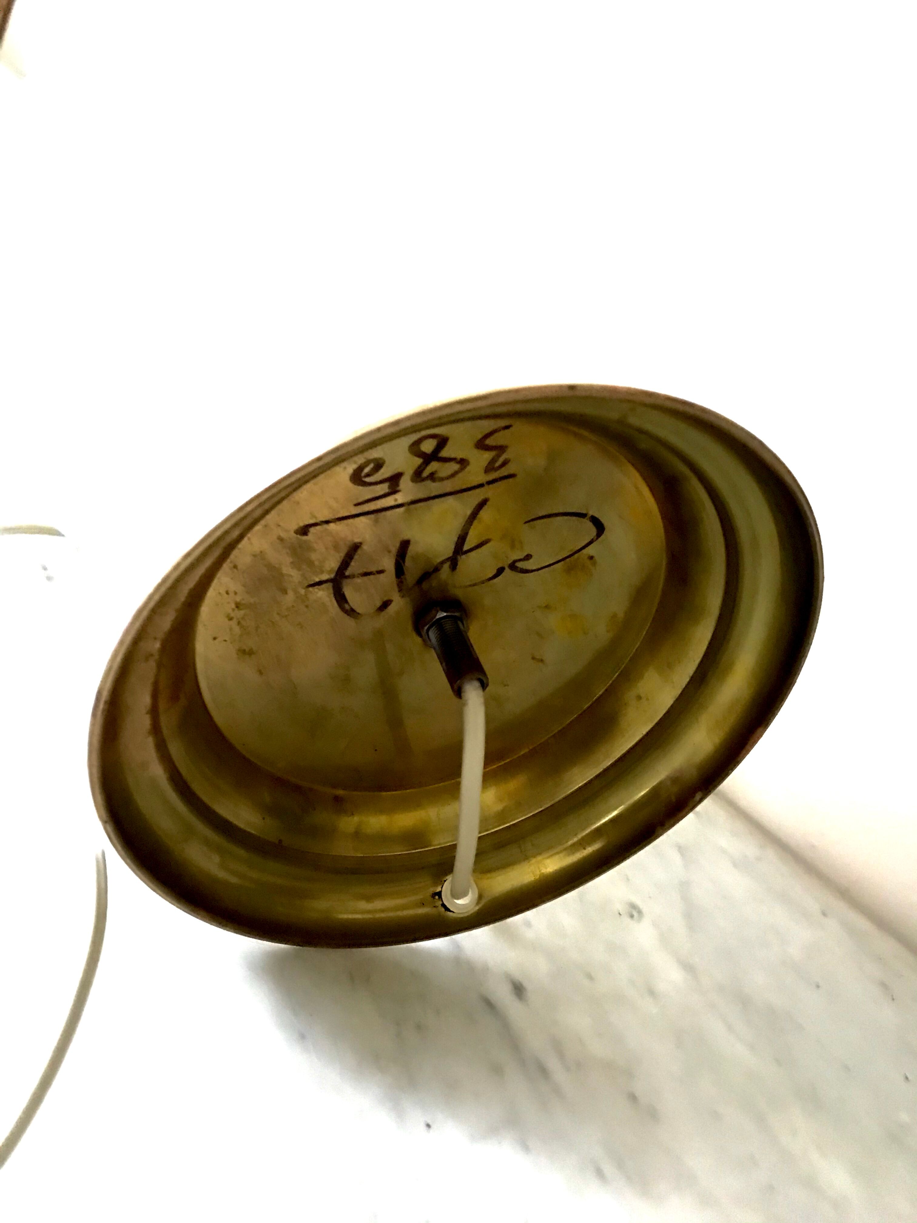 Vintage opaline and brass mushroom lamp