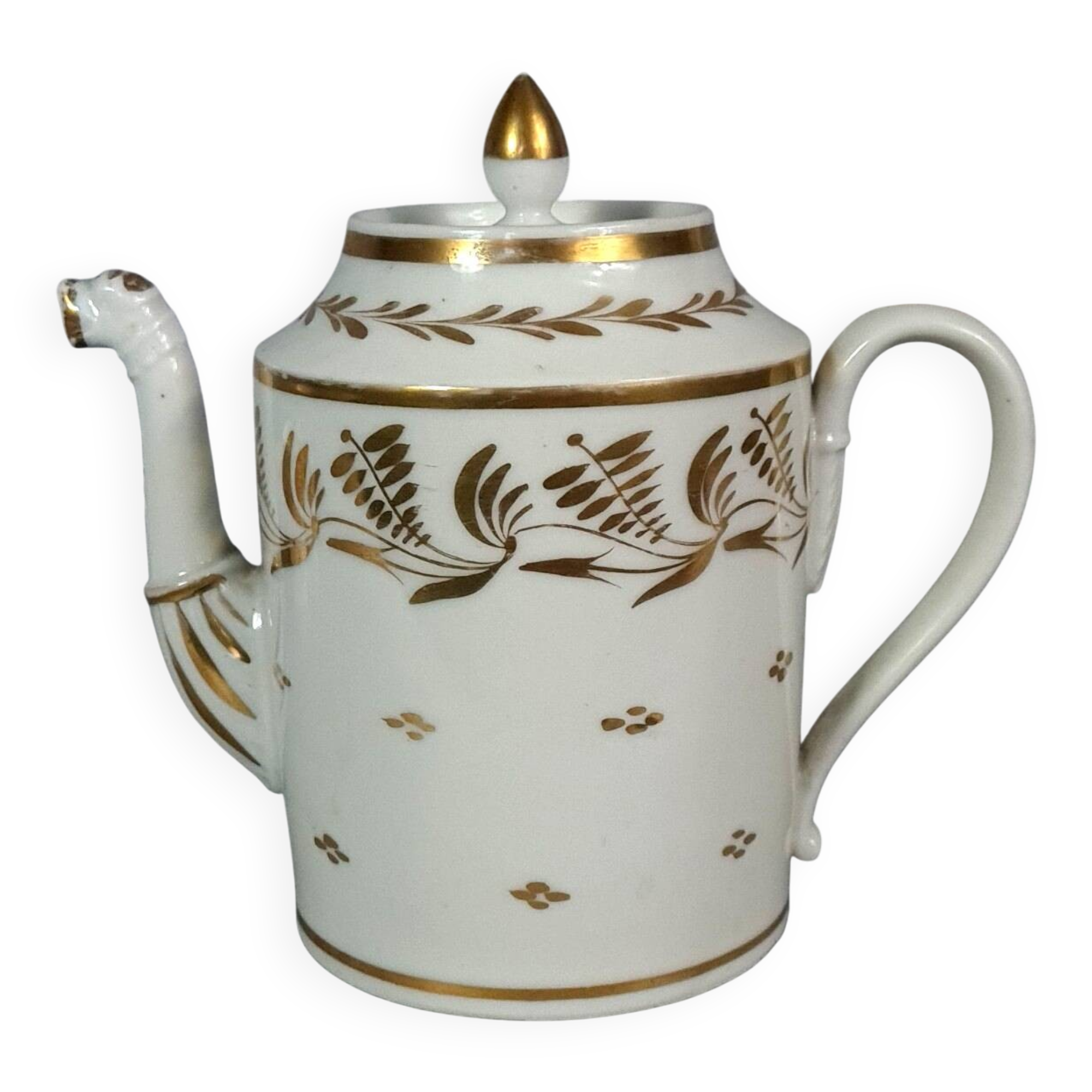 Antique coffee service: jug + 2 cups, old Paris porcelain, 19th century C657