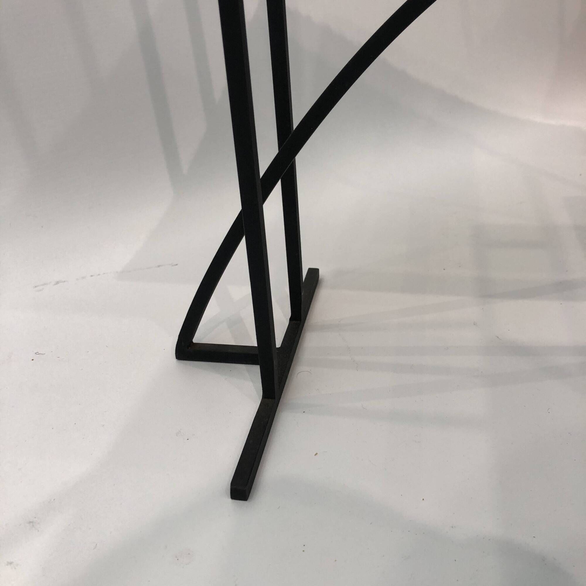 Pair of Postmodern High Back Black Metal Side Chairs in Boucle 1980s Vintage 70s