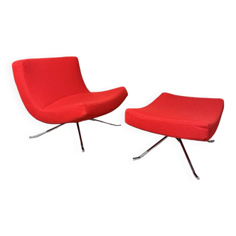 Fauteuil pivotant et ottoman POP Christian Werner Ligne Roset. France, années 90