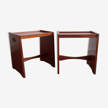 Pair of sofa ends/bedside tables in vintage Gautier teak