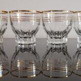 4 cups in transparent glass bordered gold