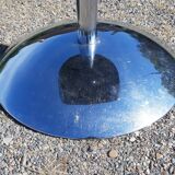 Fauteuil vintage chrome, plastic et cuir noir