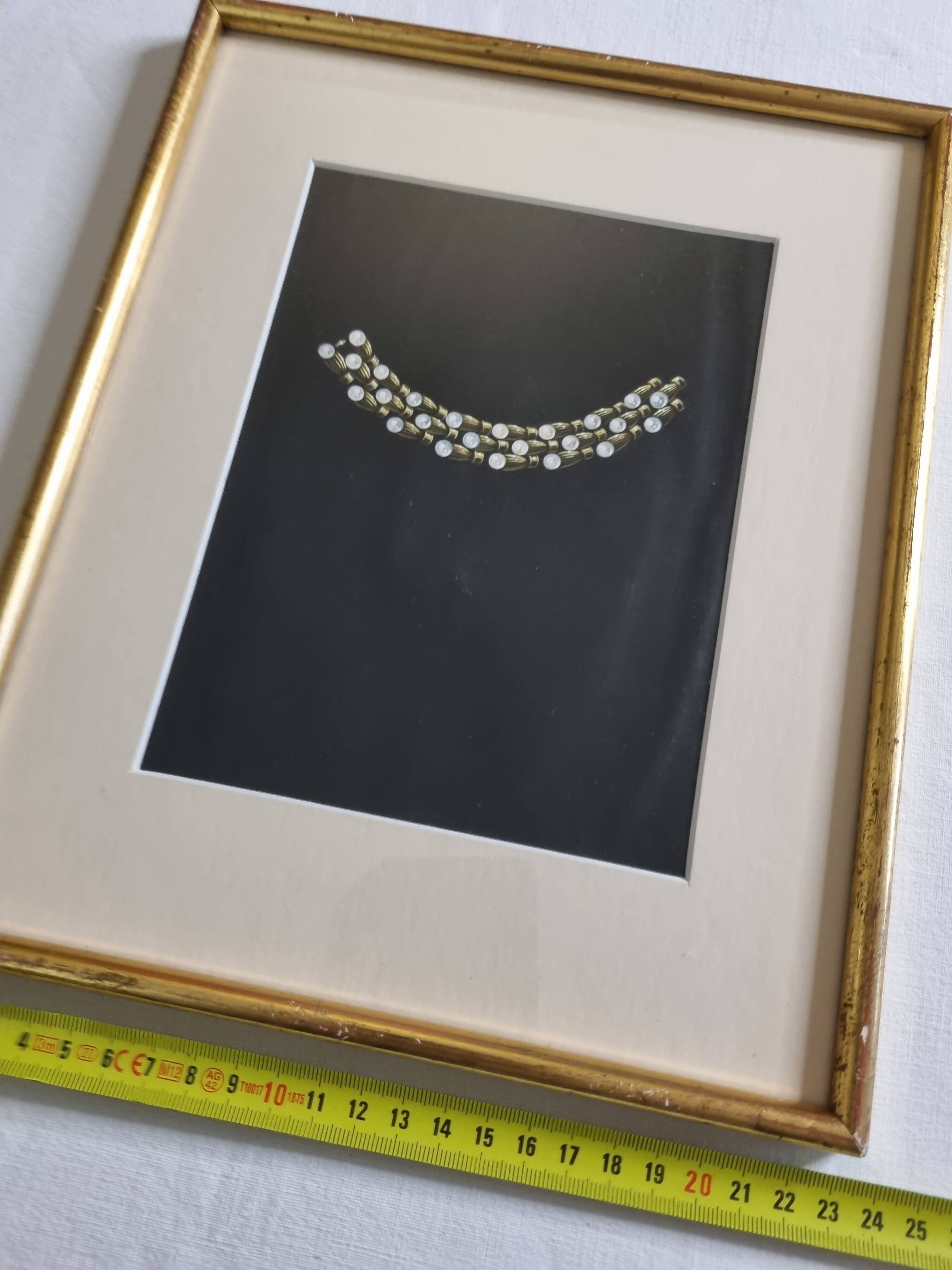Original 1930s Gouache – Prototype of a Pearl Necklace by a New York Jeweler