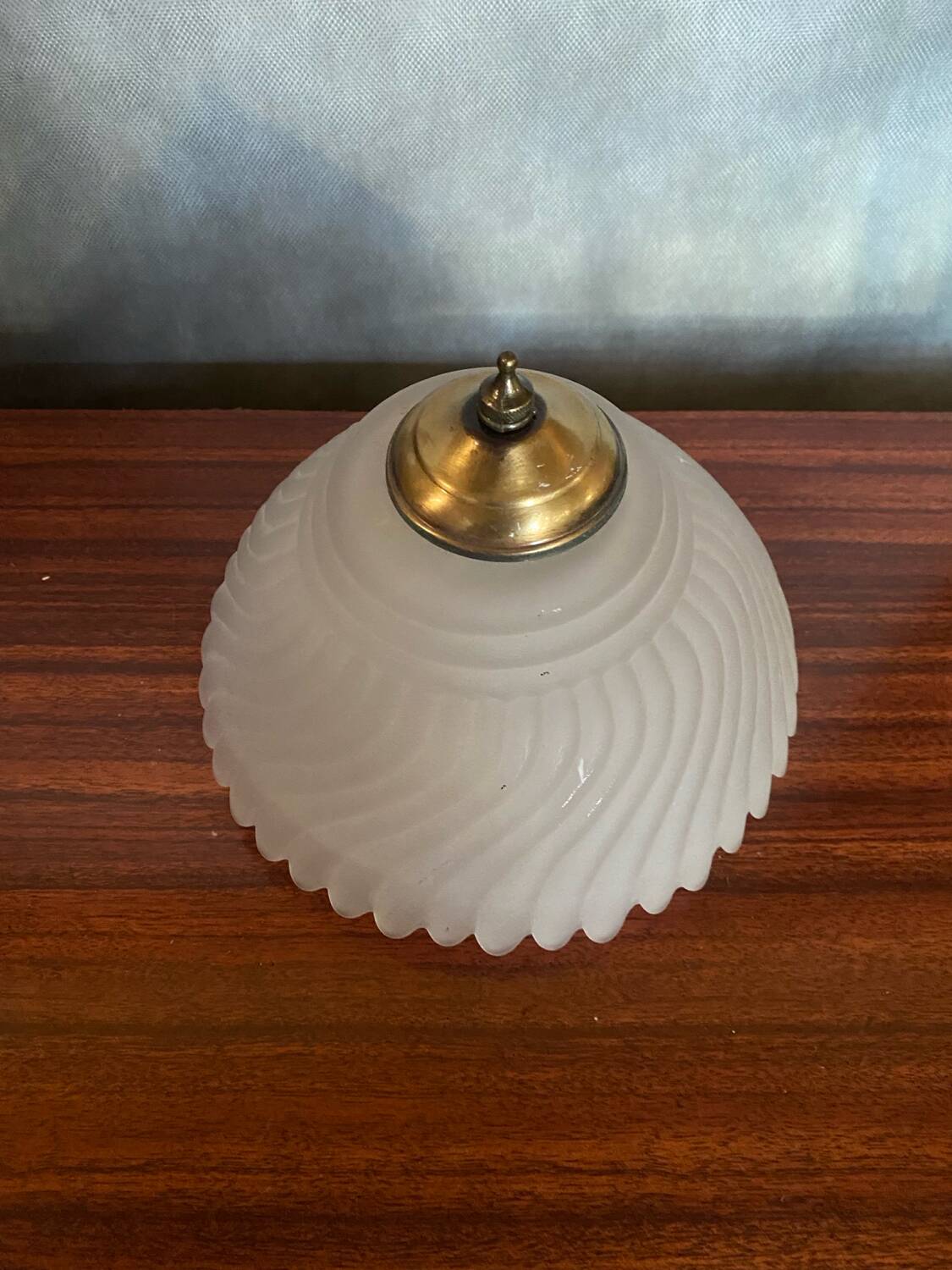 Antique Ceiling Light Sconce Molded Glass + Metal Support 70s Vintage #B845