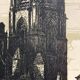 Old illustration of the Cathedral of Rodez, framed.
