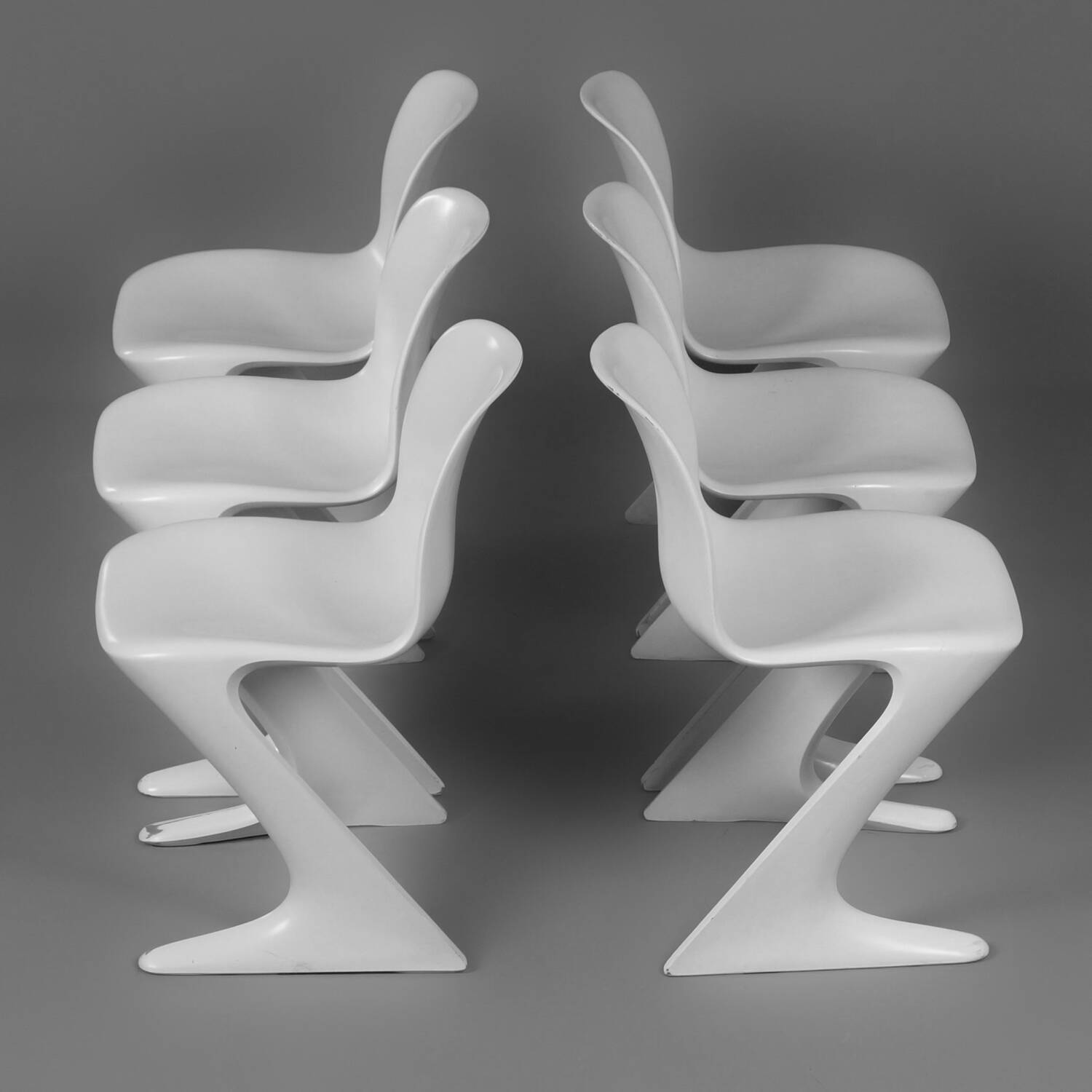 White Kangaroo Chairs by Ernst Moeckl for Horn, 1960s | Set of 6