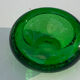 Organic glassware ashtray in signed and vintage green blown glass