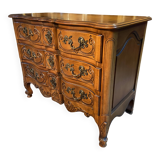 Louis XV style chest of drawers with crossbow front and 3 drawers in solid walnut