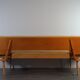 Sofa and daybed in beech and mustard fabric by Miroslav Navratil, vintage Czechoslovakia 1960s