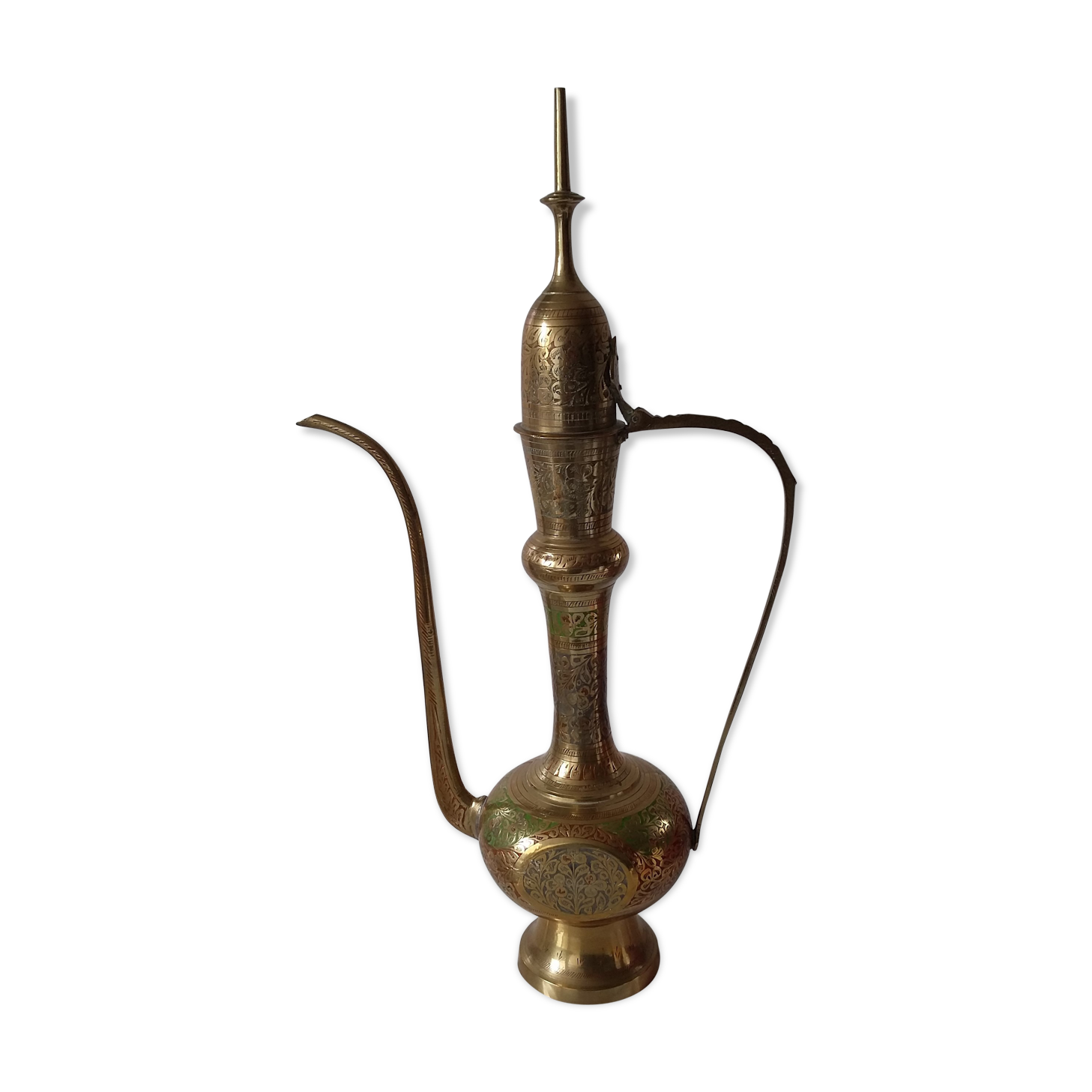 Chiseled brass Indian teapot