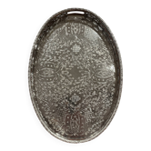 Large silver metal tray