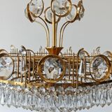 Crystal brass chandelier with 7 levels, attributed to Palwa, 1970s.
