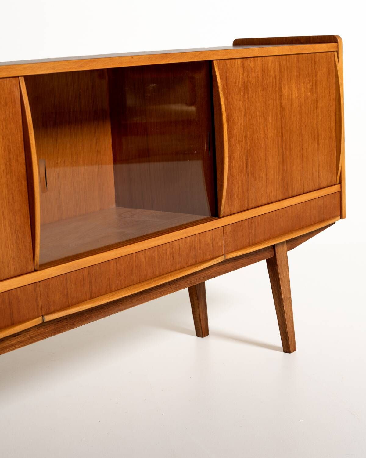 Scandinavian teak sideboard with smoked glass, 1950s–60s