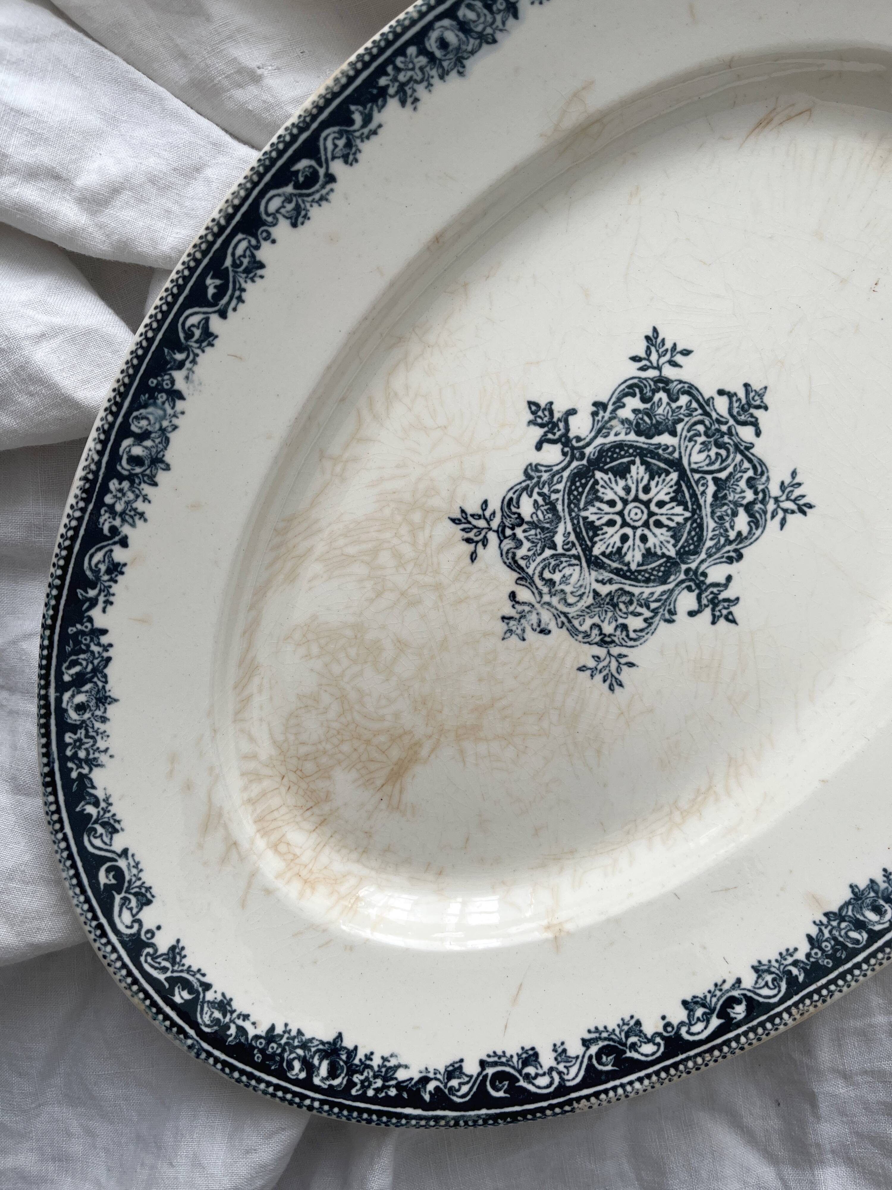 Oval ironstone dish "Guirlande Service" JVB Jules Vieillard Bordeaux