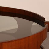 Round coffee table  Frame in plywood- top in smoked glass  Italy - 1960's
